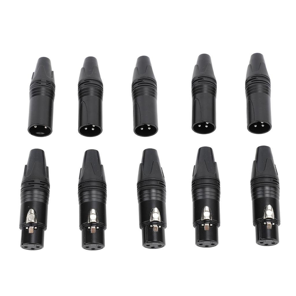 10pcs XLR Connector Professional 5 Male 5 Female High Conductivity Replacement XLR Plugs for Sound