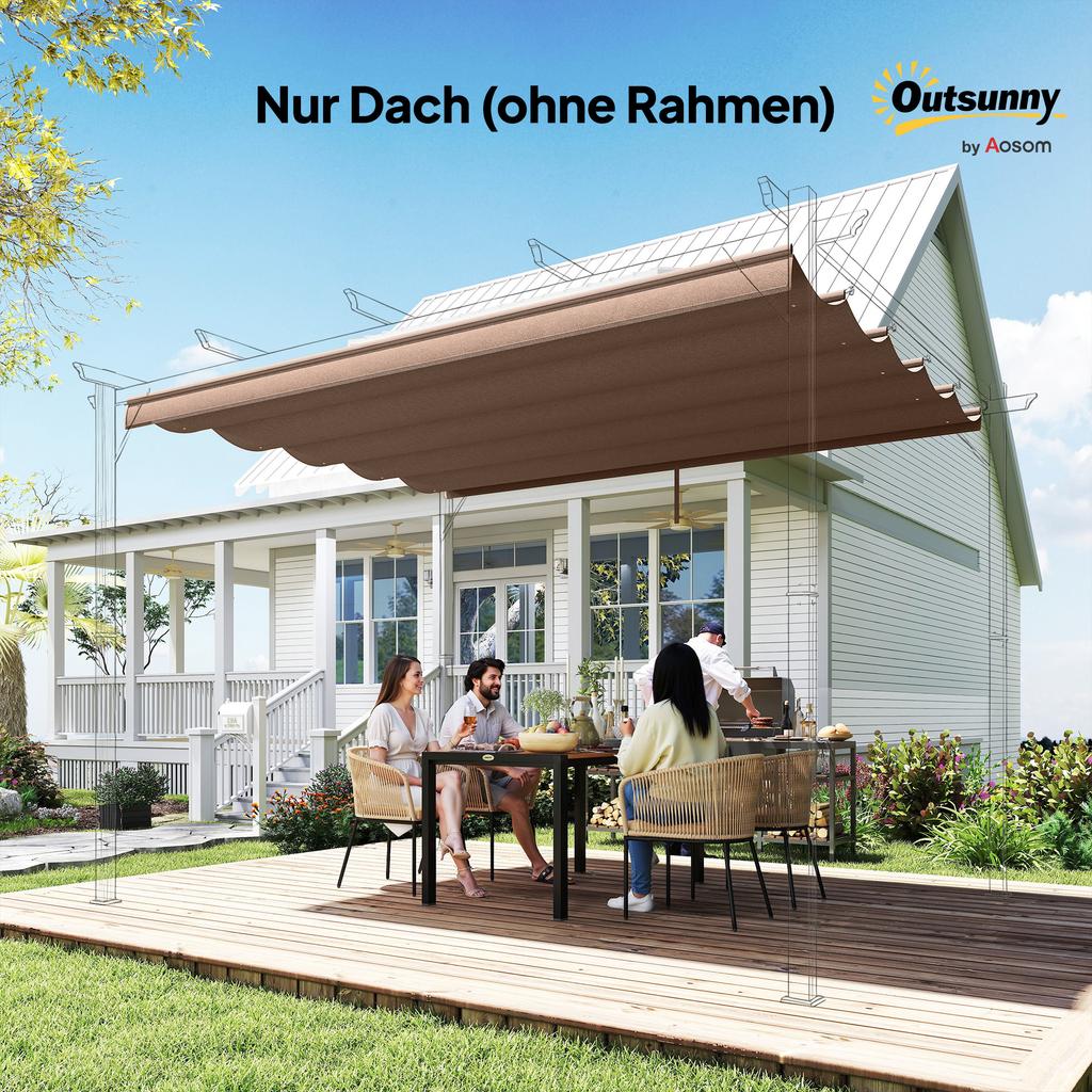 Retractable Pergola Cover, 2.55 x 2.5 m Replacement Canopy Fabric for 3 x 3 m Frame, Roof Top Only, Brown