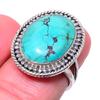 Подарочное кольцо из чистого серебра 925 пробы с натуральным тибетским бирюзовым камнем S.6 K0b20