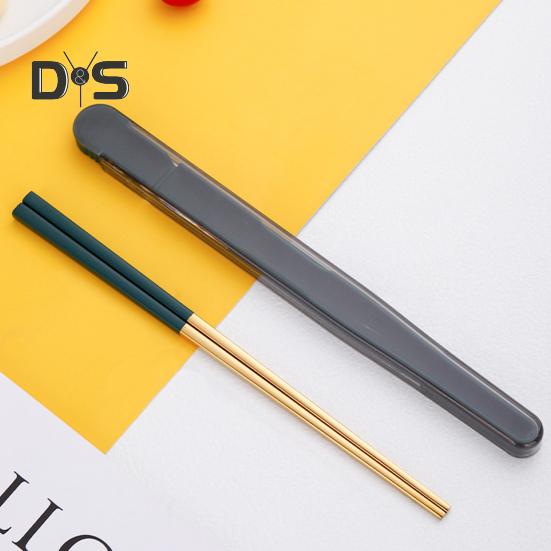 1 комплект компактных палочек для еды, нержавеющие, практичные палочки для еды, посуда со складной коробкой для хранения