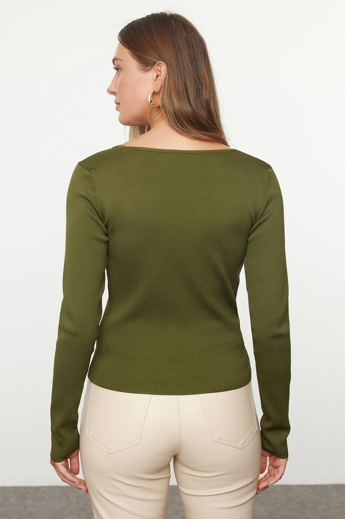 Женский свитер в элегантном стиле, черный базовый трикотаж с вырезом у бассейна