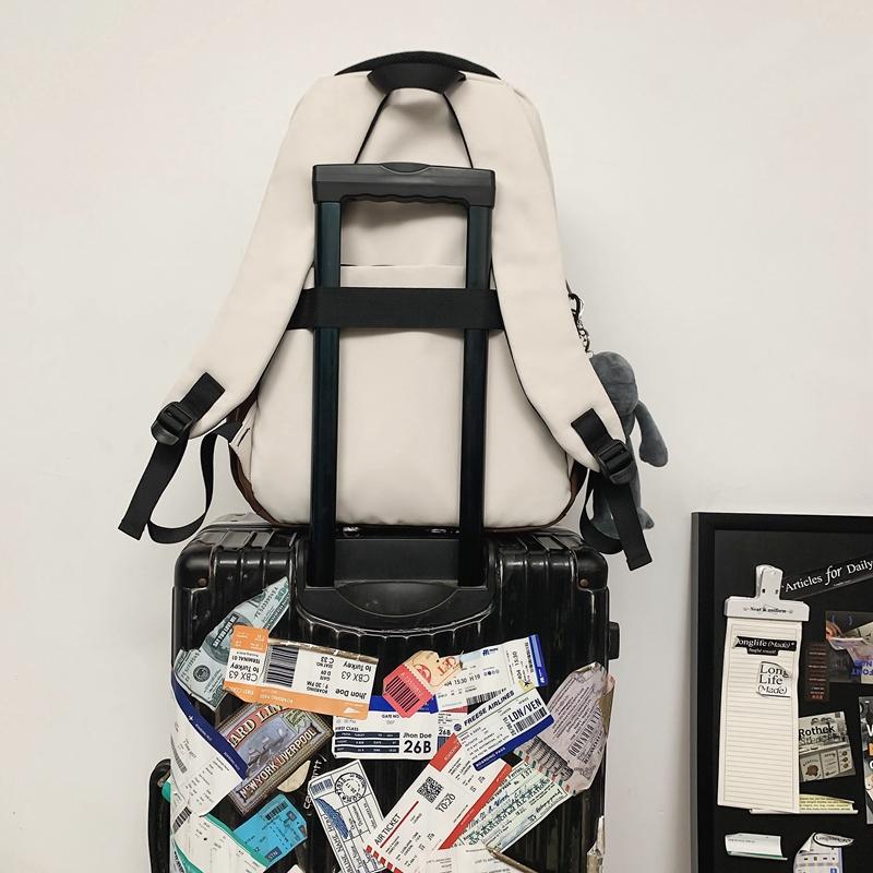 Студенческая школьная сумка с цветными блоками, мужской рюкзак большой емкости, женская дорожная сумка для пары