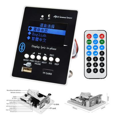 Светодиодный лирический дисплей Bluetooth Аудио MP3 плата декодера MP3-плеер Модуль приемника Декодирование USB SD WAV WMA AUX FM