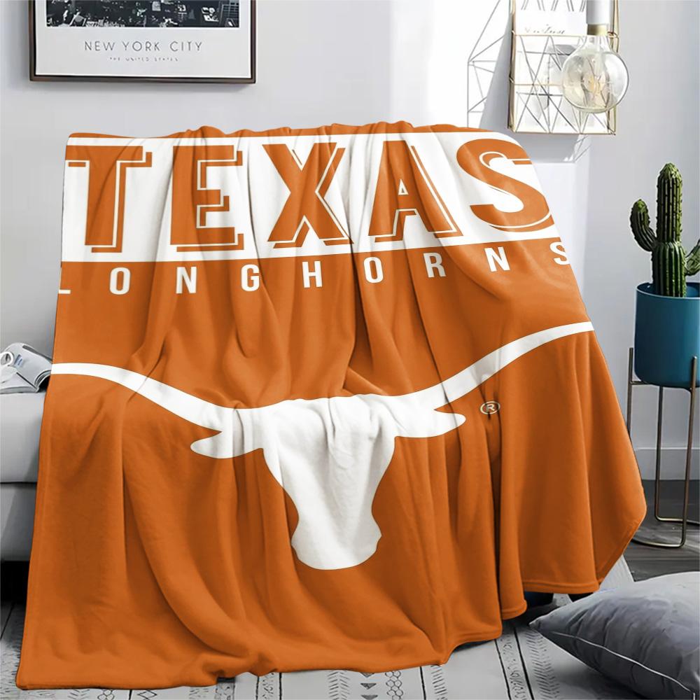 Texas Longhorns Print Flannel Blanket High Quality Warm Comfortable Cover for All Seasons Perfect for Gifts Home Decor