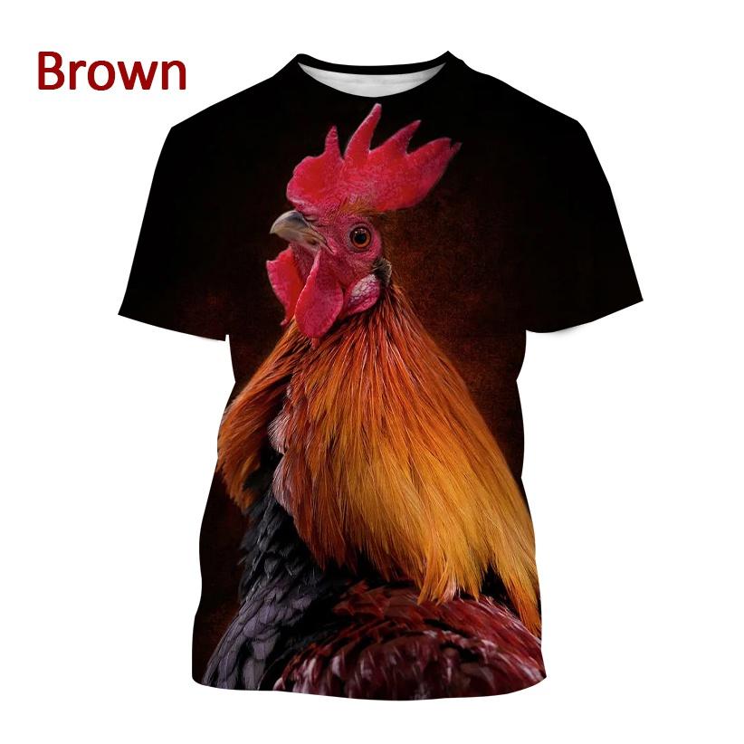 Лидер продаж, футболка с принтом Rooster Art Trend для мужчин и детей, повседневная одежда, модный уличный тонкий топ в стиле Харадзюку с 3d-принтом