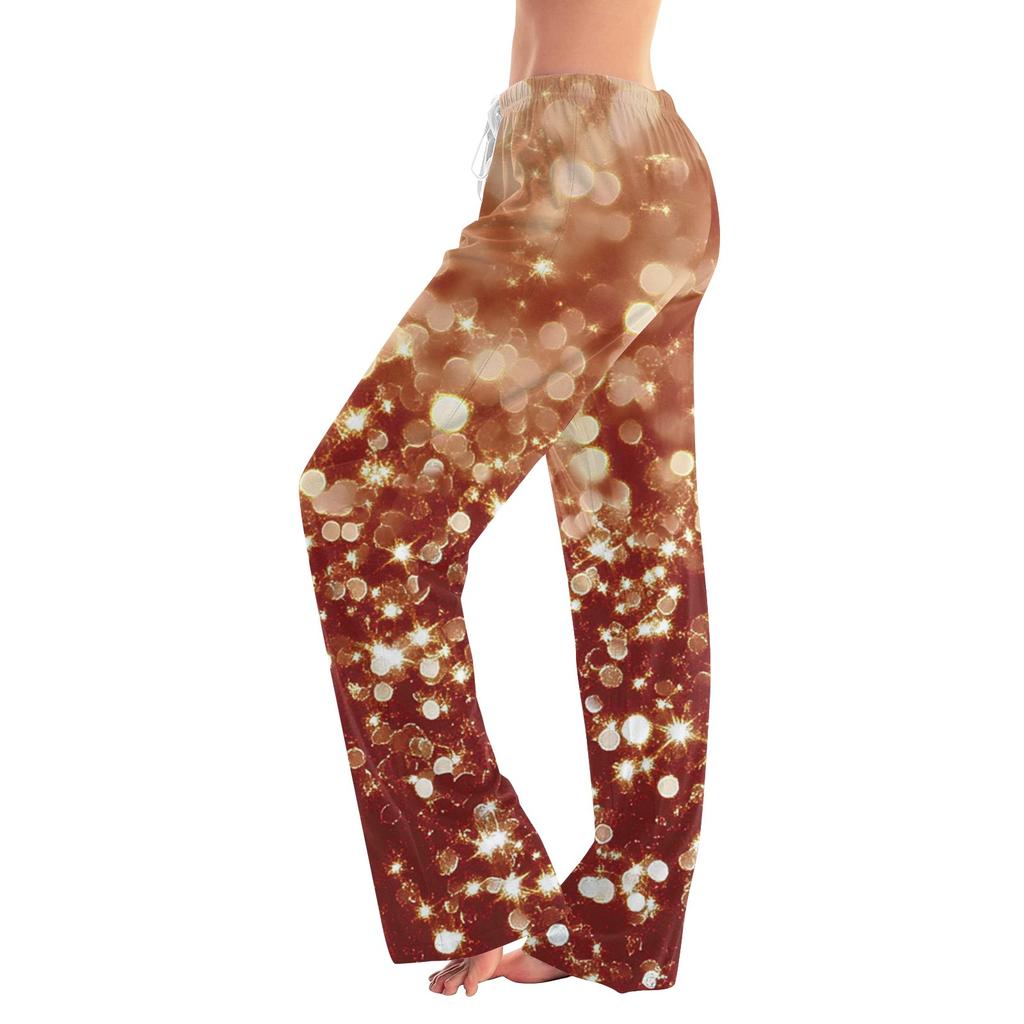 Женские милые брюки с цветочным принтом на завязках, повседневные пижамные брюки