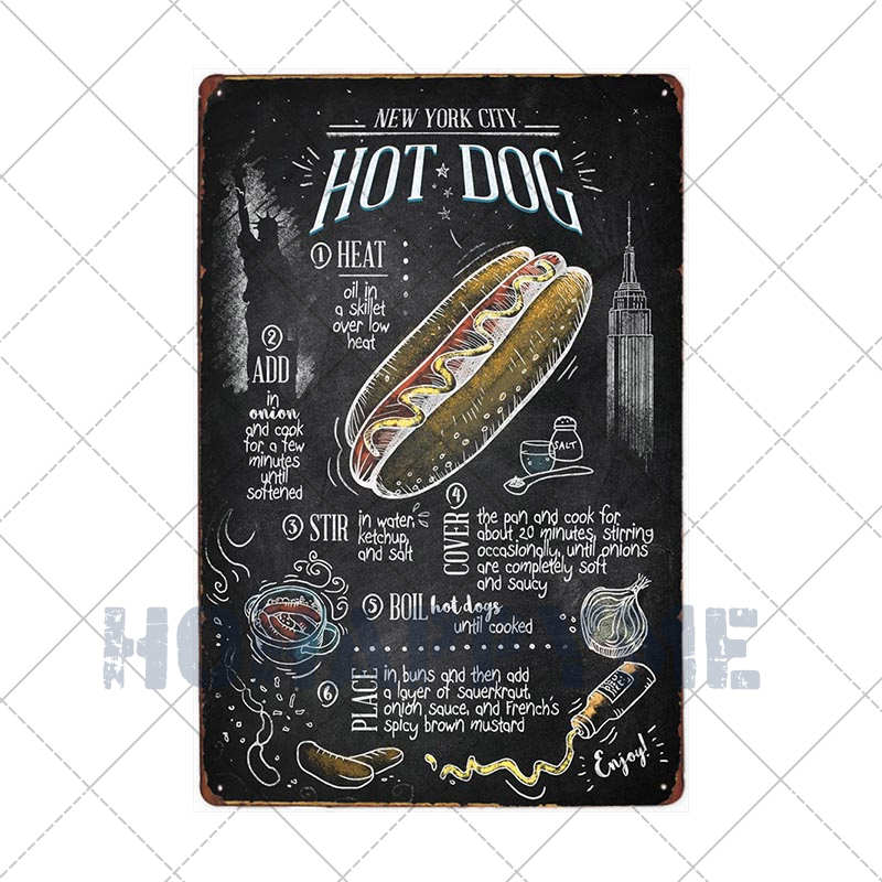Hamburgers Metal Sign Plaque HamToast Hog Dag Food Cafe Bar Pub Restaurante Kitchen Decoration Art Craft Poster Tin Plate20x30cm