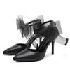 9cm Lace Bow High Heels New Sexy Line with Pointed Thin Head Pumps Girl Baotou Sandals Women