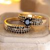 2 шт./комплект, золотистый цвет, круглый, ограненный, черный камень, кольцо-коготь, обручальное кольцо, ювелирные изделия на День святого Валентина