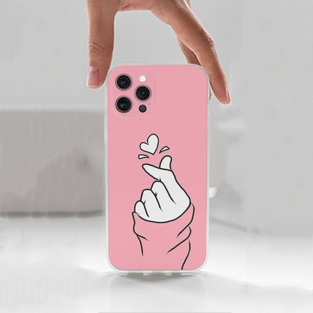 Lovely Hand Heart Case For iPhone Max,14,16,X,13,XR,SE,12,15,Pro,17,Plus,11,XS,Mini Transparent Soft Cover