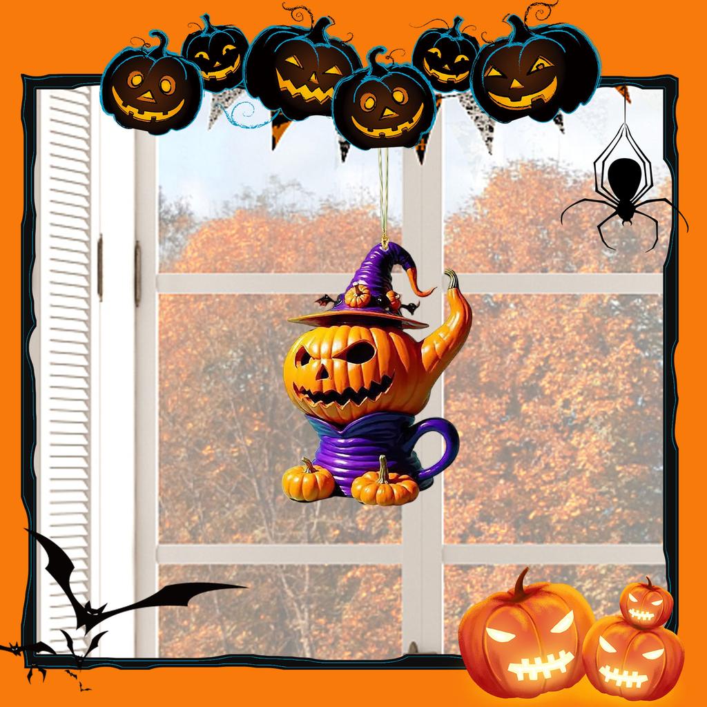 Halloween Little Witch Festival Pendant Cross Border Acrylic Flat Car Decoration Pendant Home Hanging Accessory