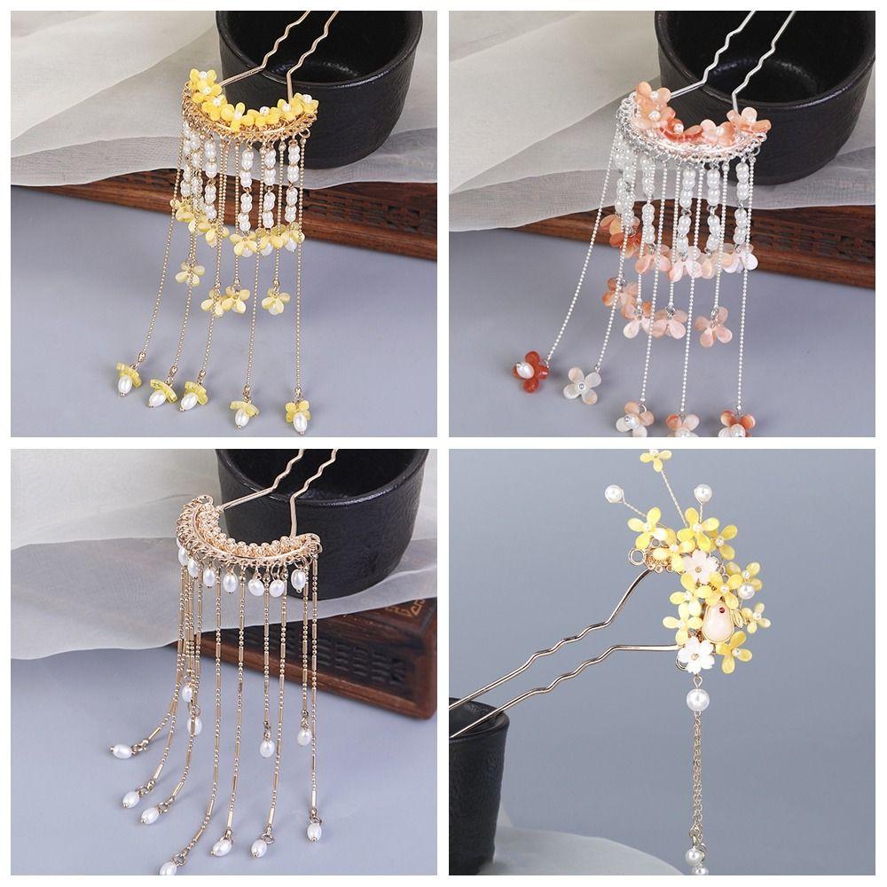 Кисточки U-образная заколка для волос жемчужный цветок шпилька модная китайская палочка для волос повседневная