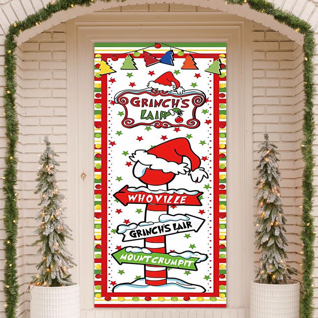 Рождественский чехол на дверь, декоративное подвесное полотно, зеленый чехол на дверь, рождественская дверная занавеска, новогодний гобелен, чехол на дверь, фон