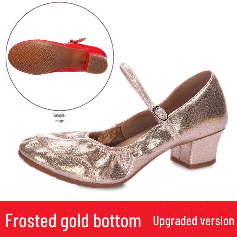 Женские серебристые туфли для бальных танцев на мягкой подошве со средним каблуком