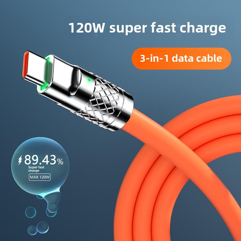 Кабель для сверхбыстрой зарядки - 120 Вт цинковый сплав 1-к-3 кабель для передачи данных для мобильных телефонов