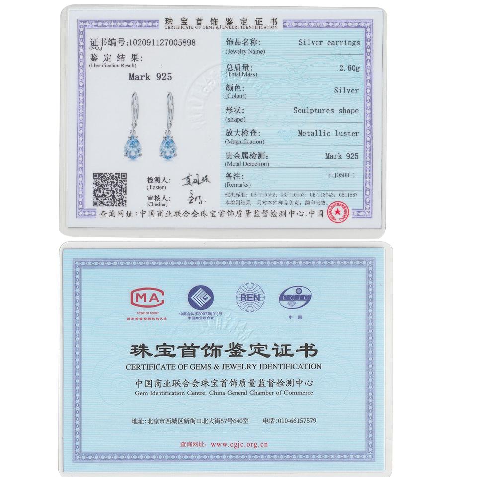 Umcho Jewelry Set Blue Topaz Ring Earrings Pendant 925 Sterling Silver Ladies Jewelry Set