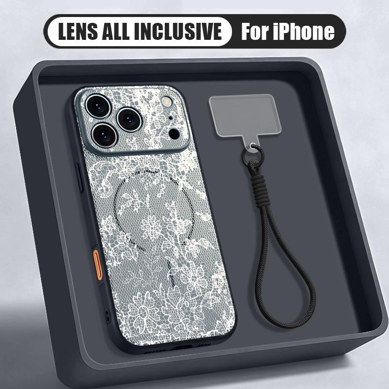 Винтажный Чехол-Браслет с Цветочной Мандалой для iPhone 17 Pro Max iPhone 16 15 14 13 Pro Max Магнитный Для Magsafe Гибридный Матовый Чехол из ТПУ+ПК