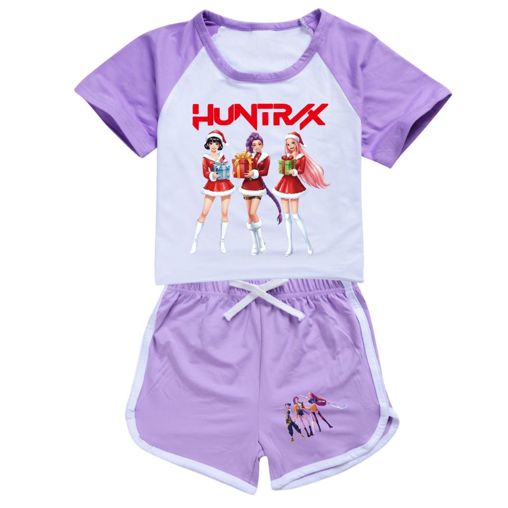 5086 Детский Рождественский POP Руми Зои Мира Принт Футболка Шорты Спортивный Костюм Комплект Одежды для Девочек