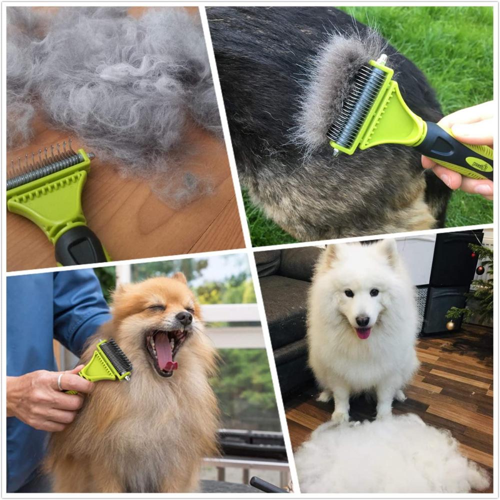 Набор инструментов для расчесывания шерсти домашних животных - двухсторонняя расческа-грабли для удаления колтунов у кошек и собак