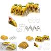 Premium Food Grade Stainless Steel U-shaped 2-slot Taco Rack For Tables