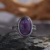 Серебряное кольцо S925 с инкрустацией натуральным фиолетовым драконьим кристаллом, малахитом, цветным сокровищем, женское, ретро, серебряный узор, легкая роскошь