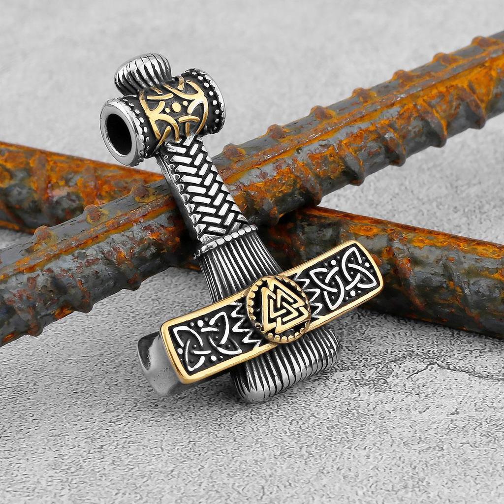 Скандинавский мужской винтажный кулон из нержавеющей стали, модный мужской модный кулон с молотком Тора викингов, подарок-амулет