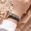 6-Piece Glitter Silvery Rhinestone Ultra Fine Tennis Stretch Bracelet Bangle For Women Party Wedding Anniversary Gift