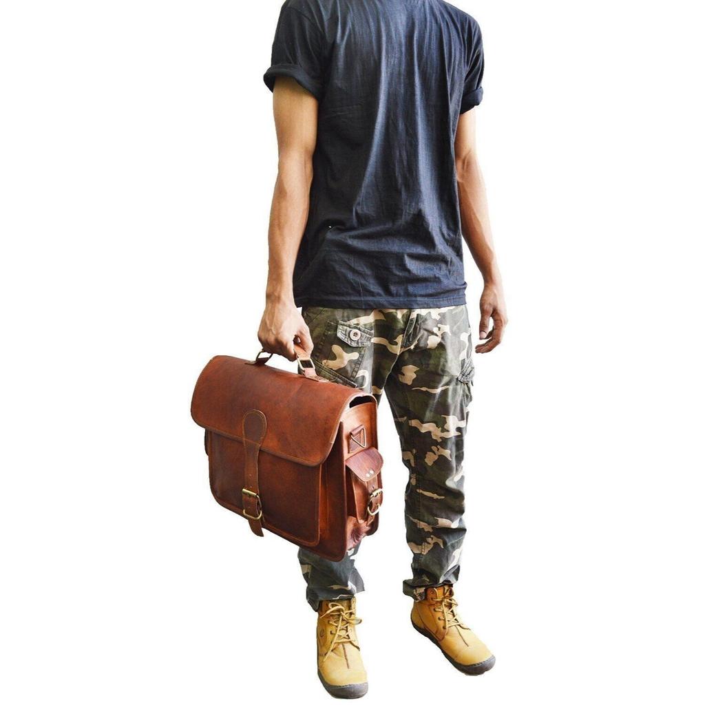 New Men's Classic Vintage Leather Messenger Bag Shoulder Laptop Bag Briefcase