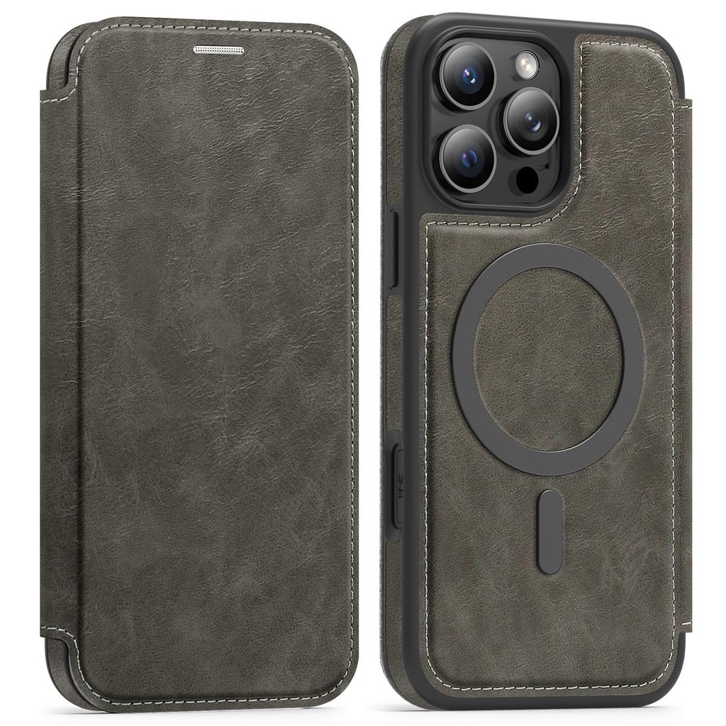 For iPhone 15 Pro Max Case Compatible with MagSafe RFID Blocking Card Holder Leather Phone Cover