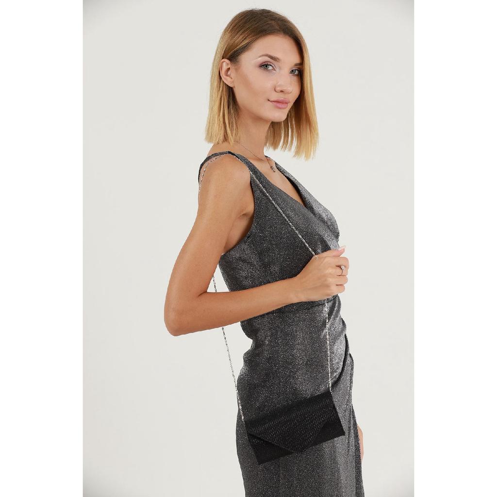 Silver Striped Bream Evening Dress Bag Portfolio Clutch Bag