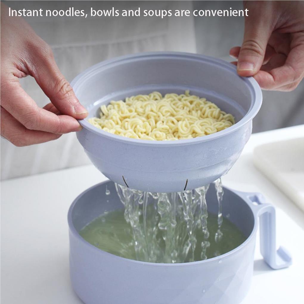 Instant Noodle Bowls Set Home Use Exquisite Adults Children Solid Color Drainage Tableware Soup Bowl Dinnerware Holder