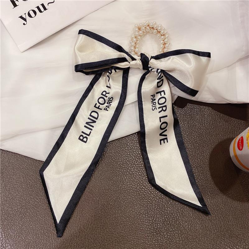 Винтажная шелковая резинка для волос с отделкой жемчугом и различными узорами для женщин