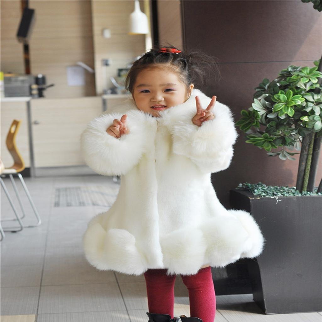 Baby Girls Long Sleeve Winter Wedding Faux Fur Brand Fur Coat for Girls Formal Soft Party Coat Kids Wedding Outwear