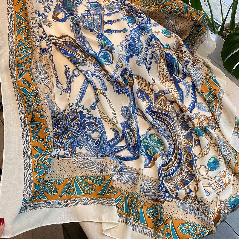 Универсальный хлопково-льняной клетчатый солнцезащитный дорожный платок-шаль - Большой 130 квадратный