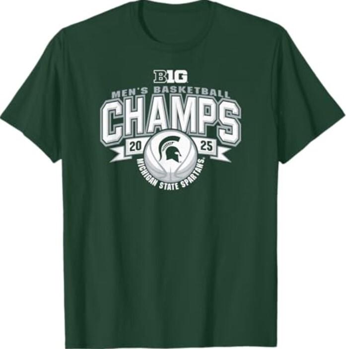 Мужская футболка Michigan State Spartans по баскетболу Чемпионы Big Ten 2025 Унисекс