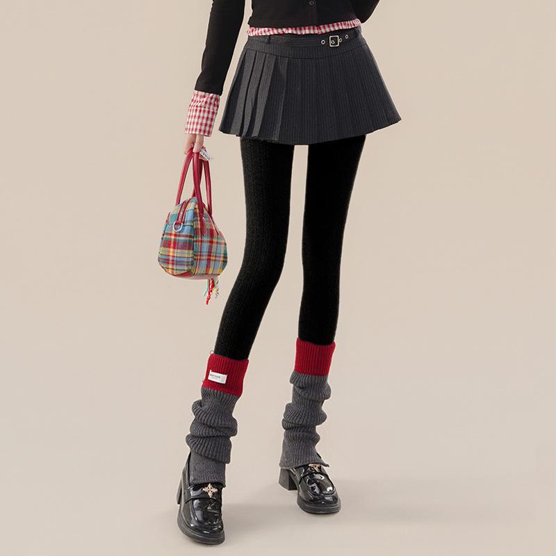 Женские ретро вельветовые колготки с кабельным узором - Высокая посадка, Утягивающие, Японский стиль, Универсальные милые осенне-зимние носки