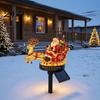 Christmas Tree Gift Box Pathway Markers Santa And Reindeer Sleigh Solar Garden Stake Light, Warm LED Decorative Lawn for Lamp, Powered Outdoor