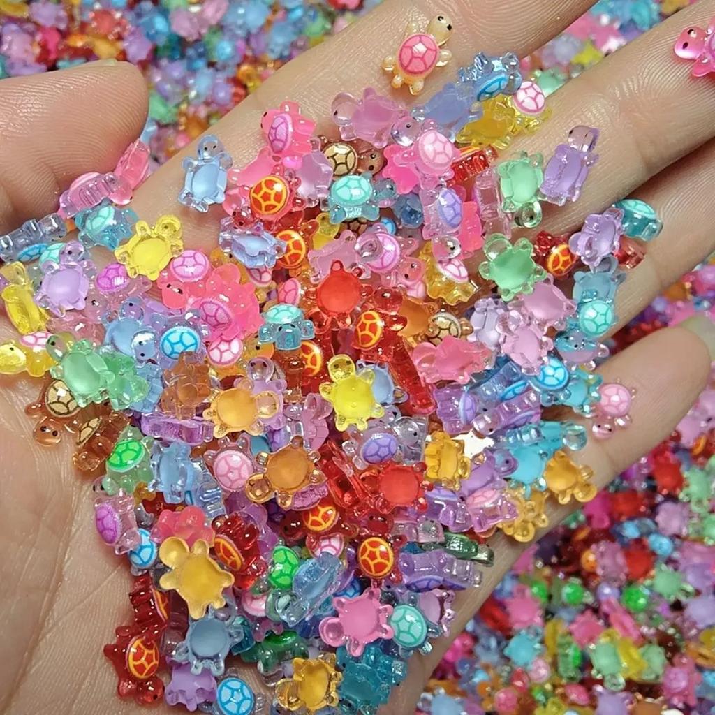 300pcs Cute Mini Resin Turtles Self-Luminous Turtle Miniatures Resin Tiny Turtles Nails DIY Accessories Creative Gifts Toys