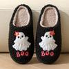 Halloween Cartoon Cotton Slippers Women Winter Warm Fluffy Fur Home Shoes Woman Flat Heels Indoor Bedroom Plush Slippers