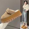 New Platform Slippers Women Wear Short Shoes In Autumn To Increase the Height of Boken Bag Head Half Slippers