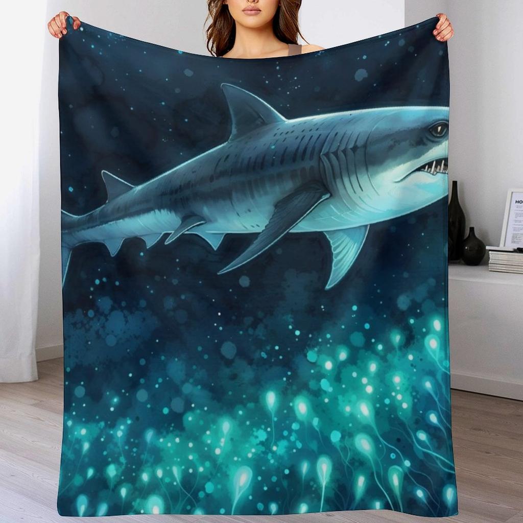 Megalodon Shark Swimming Throw Blanket All Weather Soft Throw Blanket for Sofa