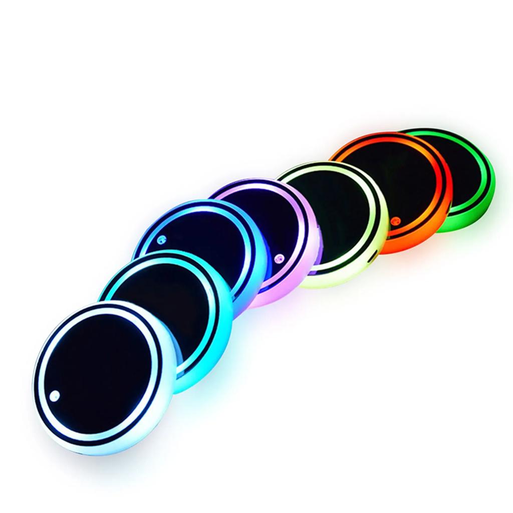 Best-selling car LED light water cup mat, seven-color water cup mat, car ambience light, USB charging, anti-slip mat