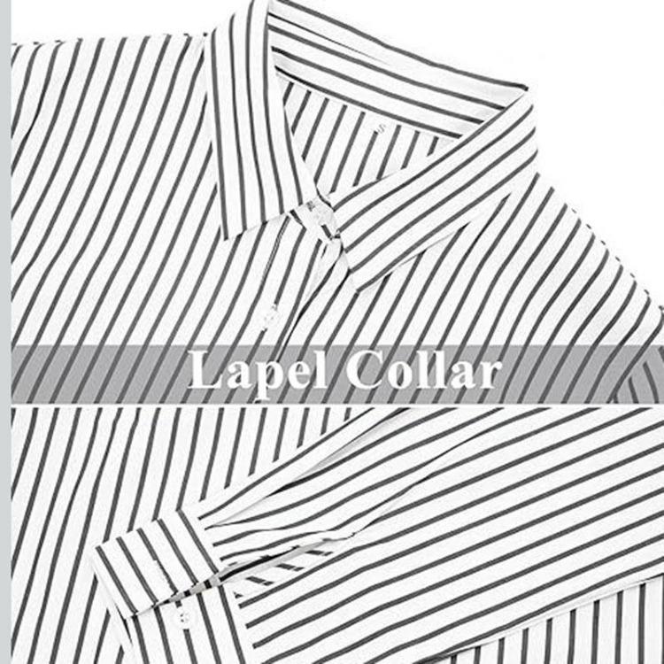 Elegant Casual Long Sleeve Striped Blouse Top Ladies Shirt All Match Summer Spring