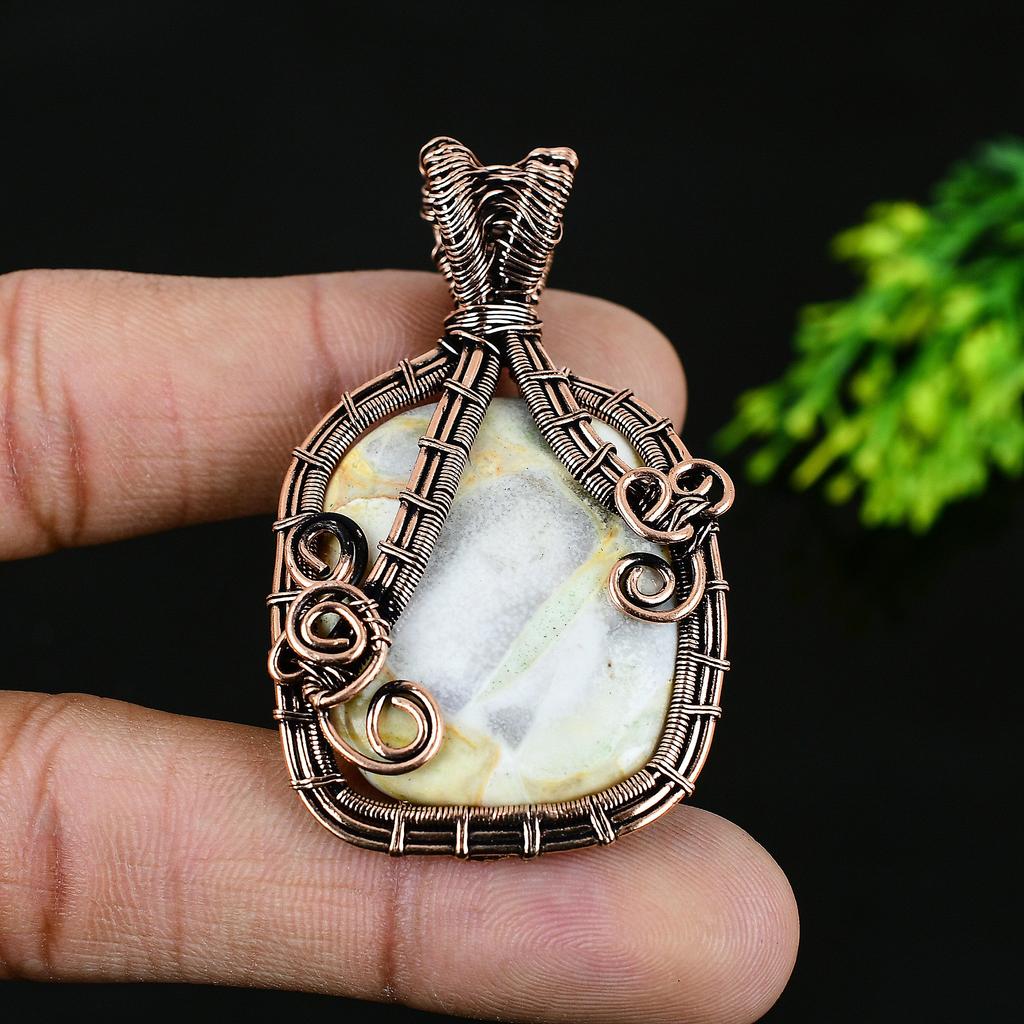 Натуральный драгоценный камень малинга яшма ручной работы из медной проволоки подарочная подвеска 2 R9l95
