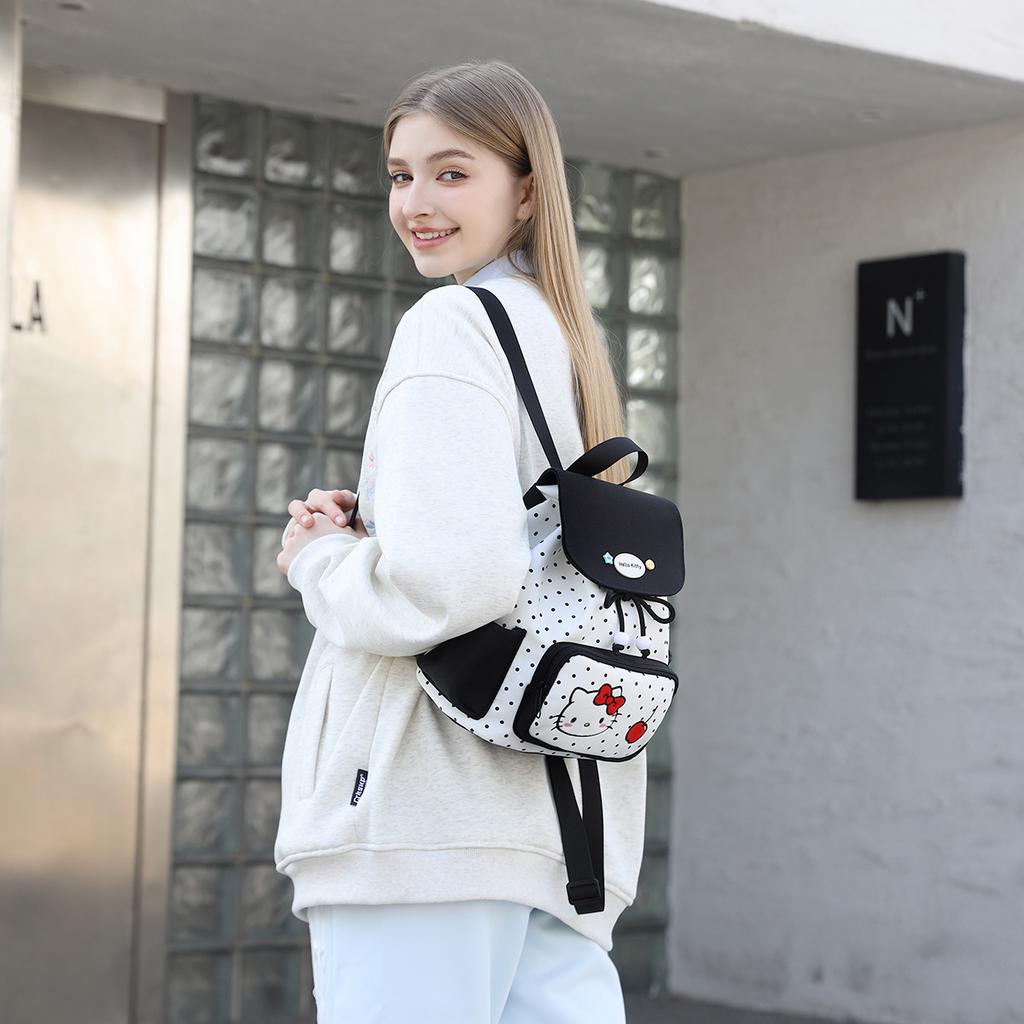Sanrio Hello Kitty High School College Backpack Versatile Stylish Mini Backpack Polyester Women backpack Red Black 3504-1579