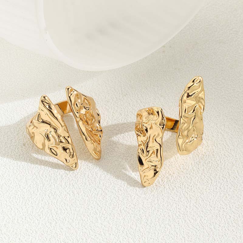 Irregular Gold Color Geometric Chunky Open Rings for Women Men Punk Aesthetic Adjustable Finger Ring Fashion Jewelry Party Gift