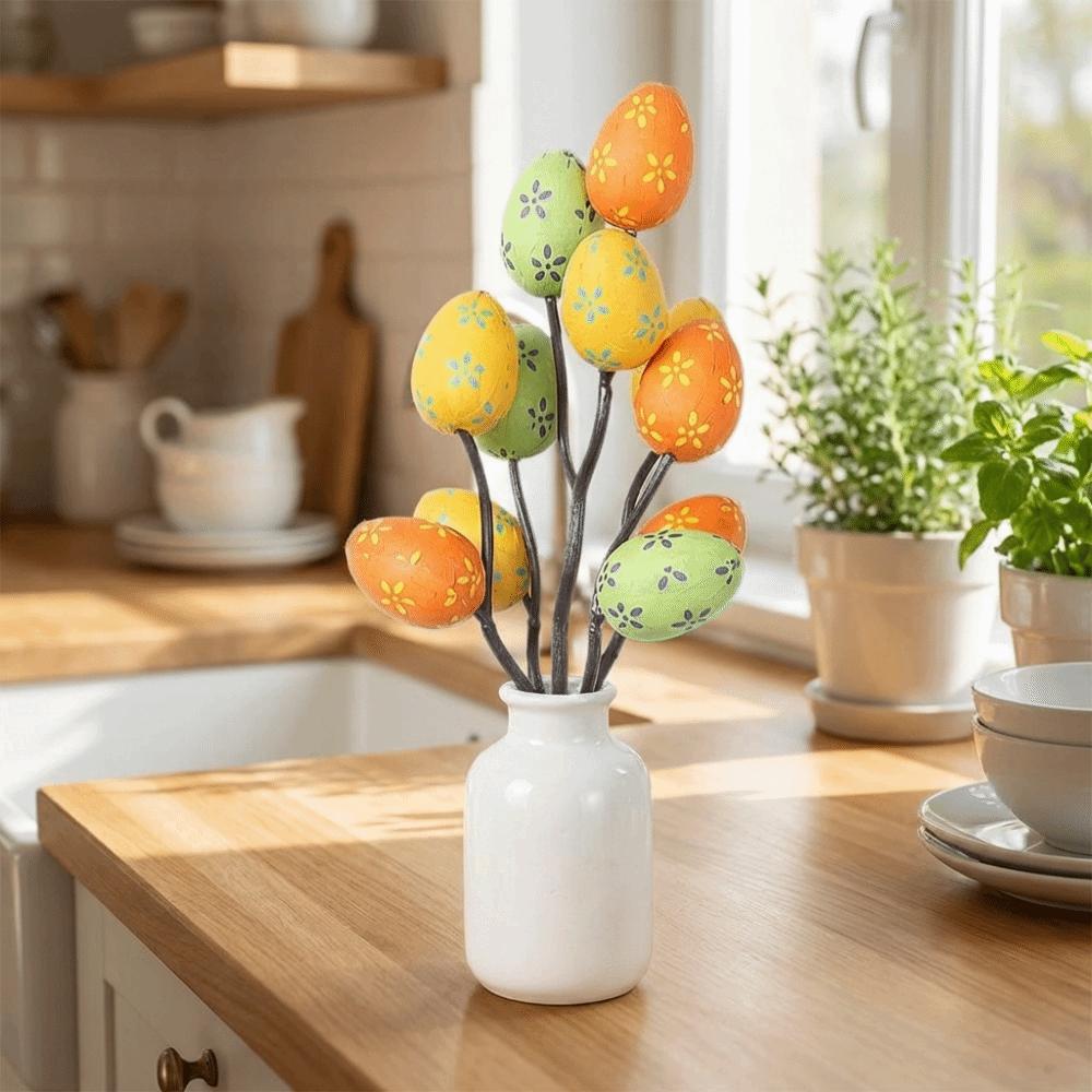 Vibrant Colors Easter Foam Eggs Tree Branch DIY Painting Lightweight Artificial Flower Arrangements Decorative