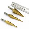 3Pcs/set 3-12mm 4-12mm 4-20mm Straight Groove Step Drill Bit Titanium Coated Wood Metal Hole Cutter Core Drilling Tools Set