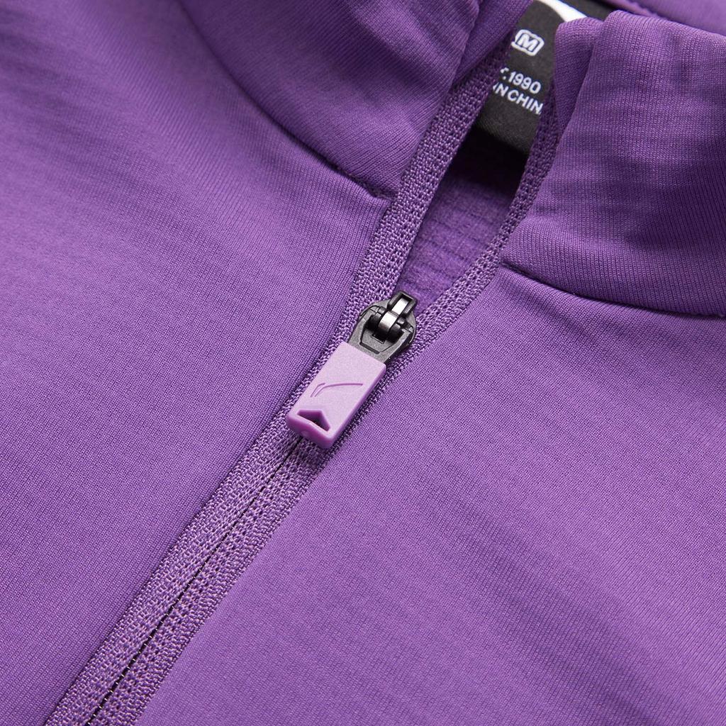 Футболка Li Ning Running Series с флисовой подкладкой и воротником-стойкой, с длинными рукавами, женская, цвет: минеральный-фиолетовый ATLU050-5