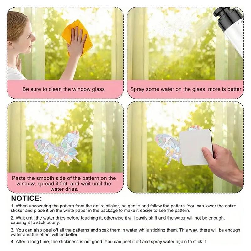 Наклейки на окна для защиты птиц от столкновений с окнами, неклейкие призматические наклейки на окна, радужные наклейки